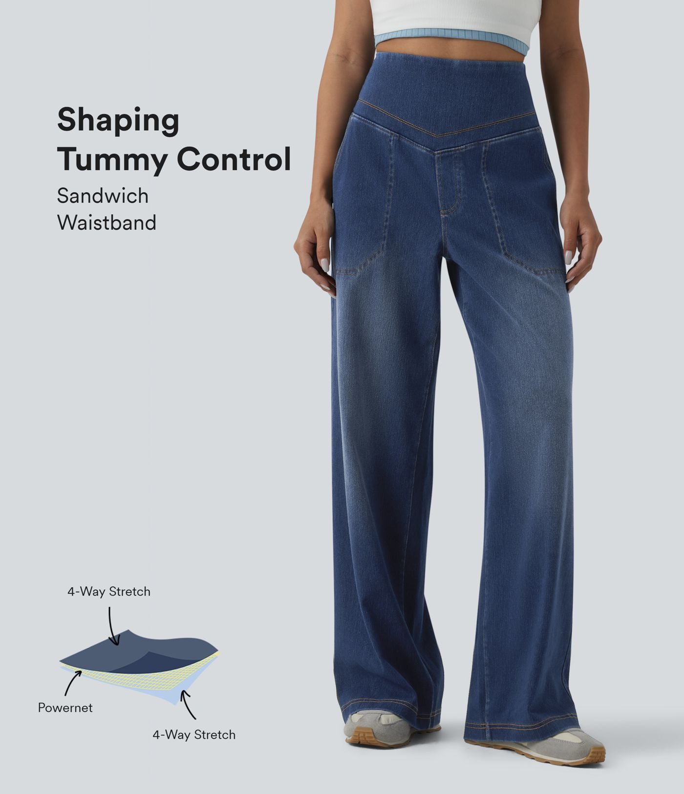 Halara Flex™ Jean large décontracté ventre plat taille haute avec poches