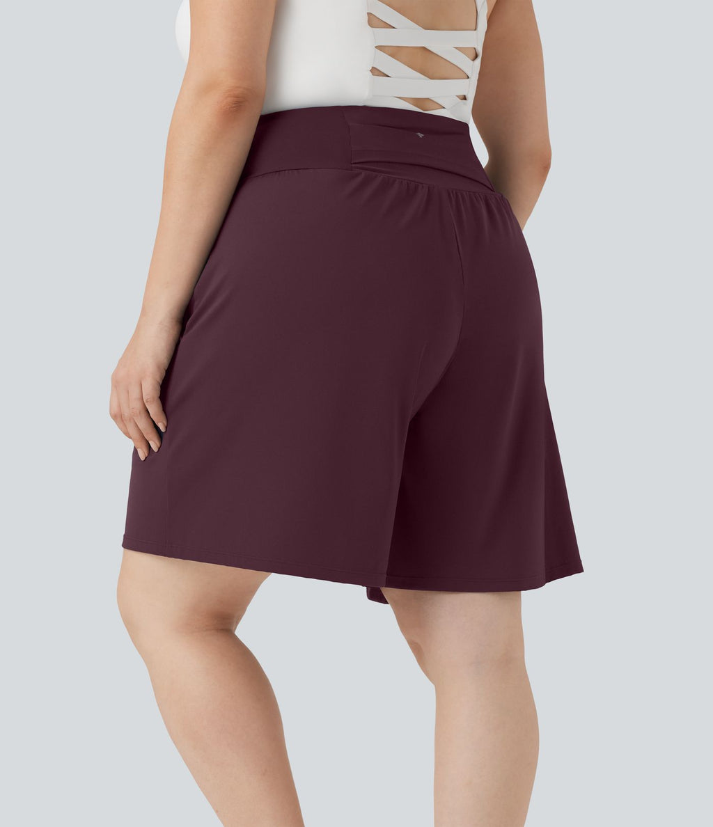 Bermuda de yoga grande taille SoftlyZero™ Airy taille haute effet frais InstantCool avec poches