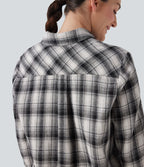 Chemise décontractée à motif écossais avec col, manches longues et boutonnage