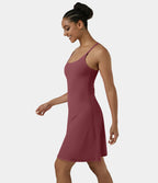 Softlyzero™ Airy Robe Sport de Yoga Plus Longue Dos Nu Découp Bretelles Réglables et Poches