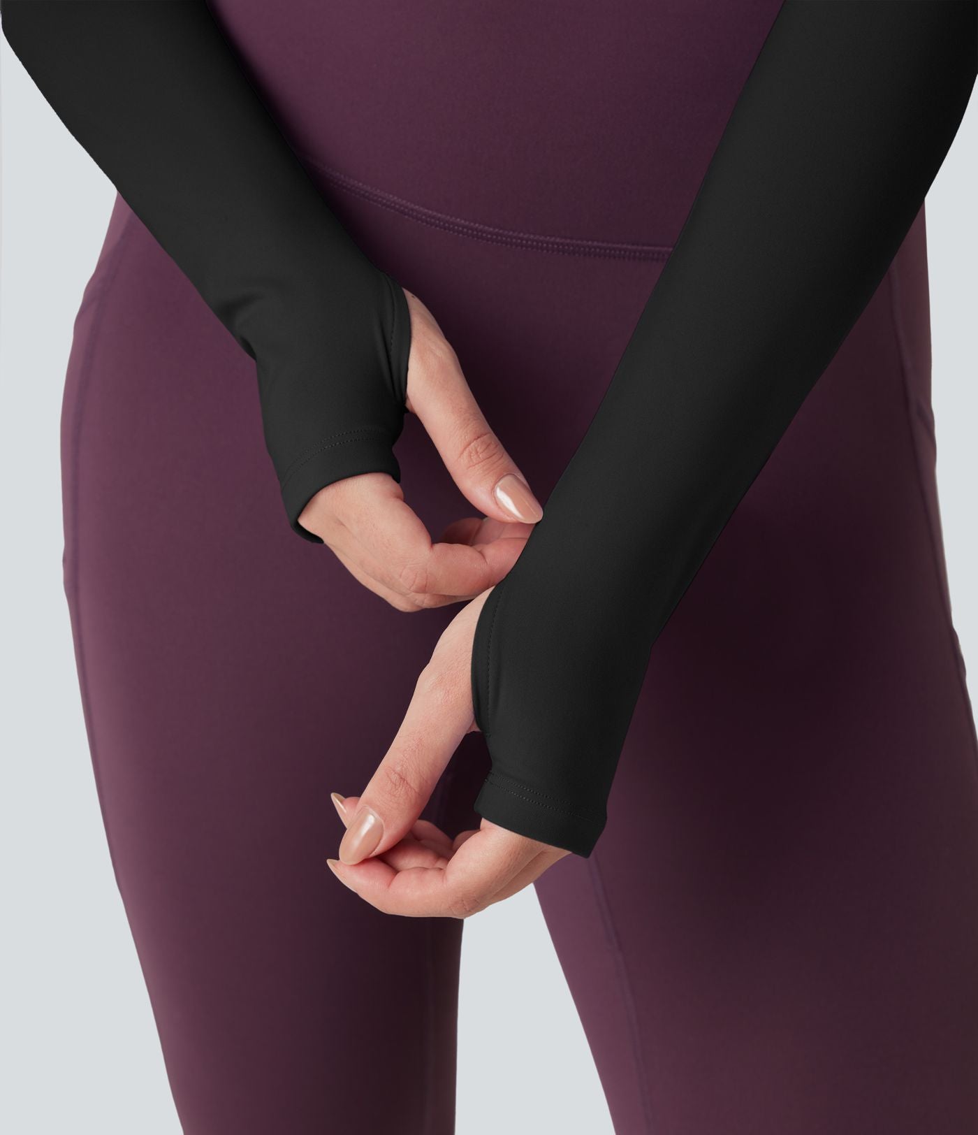 Top de sport yoga SoftlyZero™ Plush col rond ourlet croisé manches longues avec trous pouces
