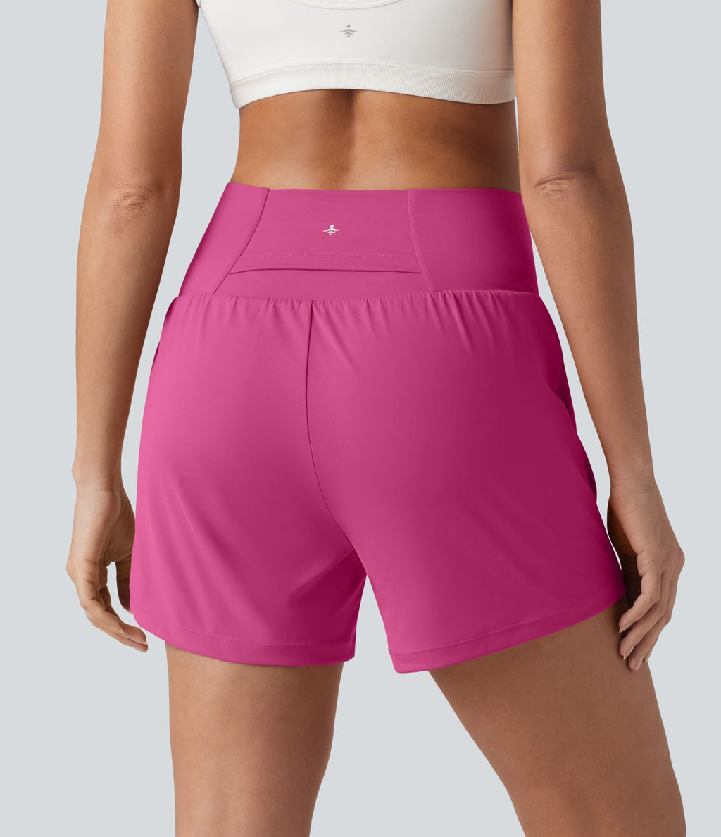 Short de yoga SoftlyZero™ Airy croisé taille haute 2-en-1 effet frais InstantCool 12,5 cm avec poches