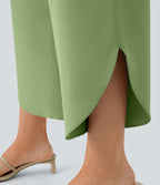 Breezeful™ Pantalon Fluide Vacances Séchage Rapide Taille Haute Croisée Poches Latérales Plissées Fente