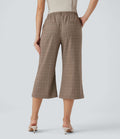 Pantalon de travail Halara Flex™ bootcut à carreaux pied-de-poule, taille haute, avec poches