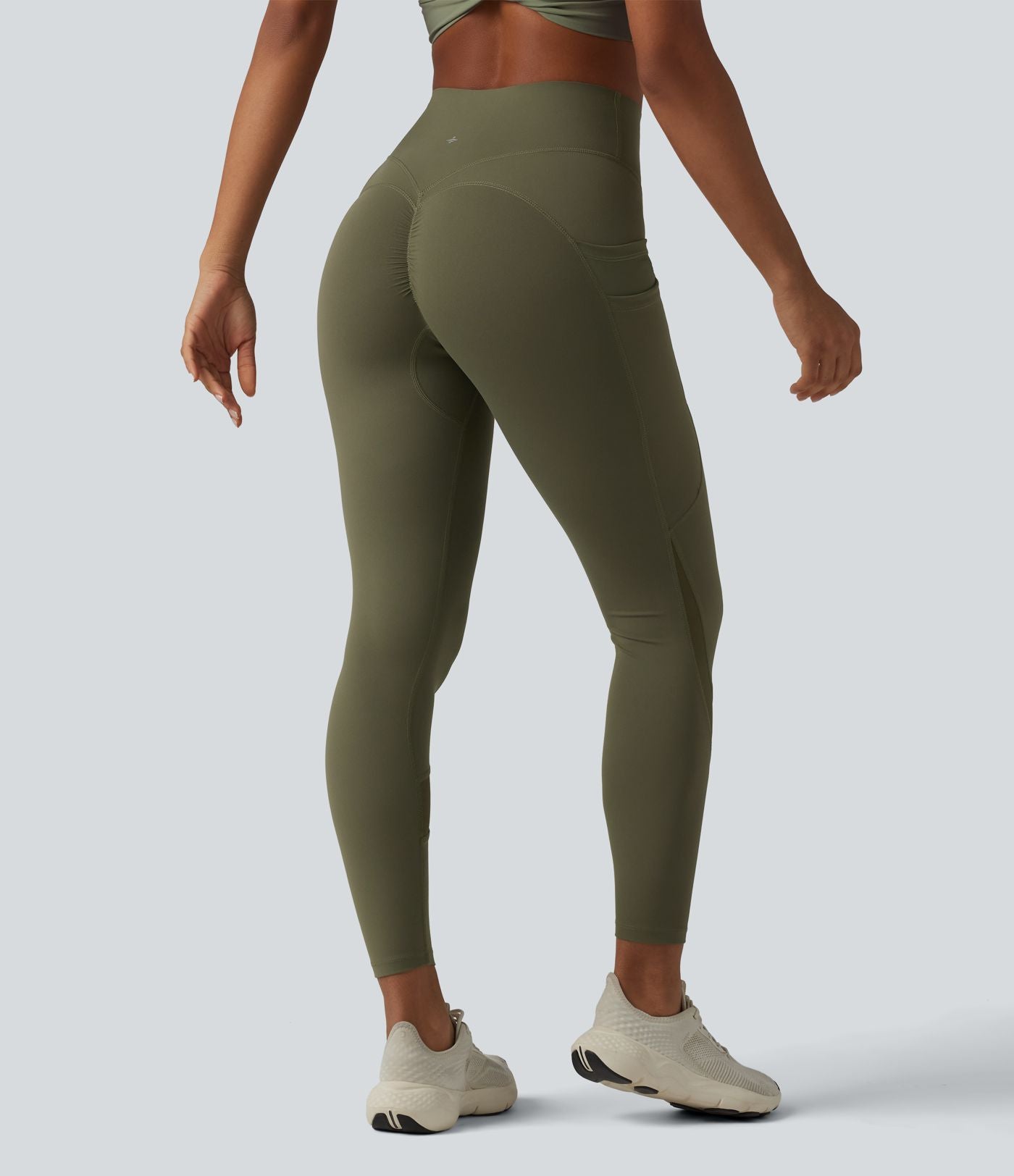 Legging de sport 7/8 Halara UltraSculpt™ taille haute gainant scrunch en mesh contrastant à poches