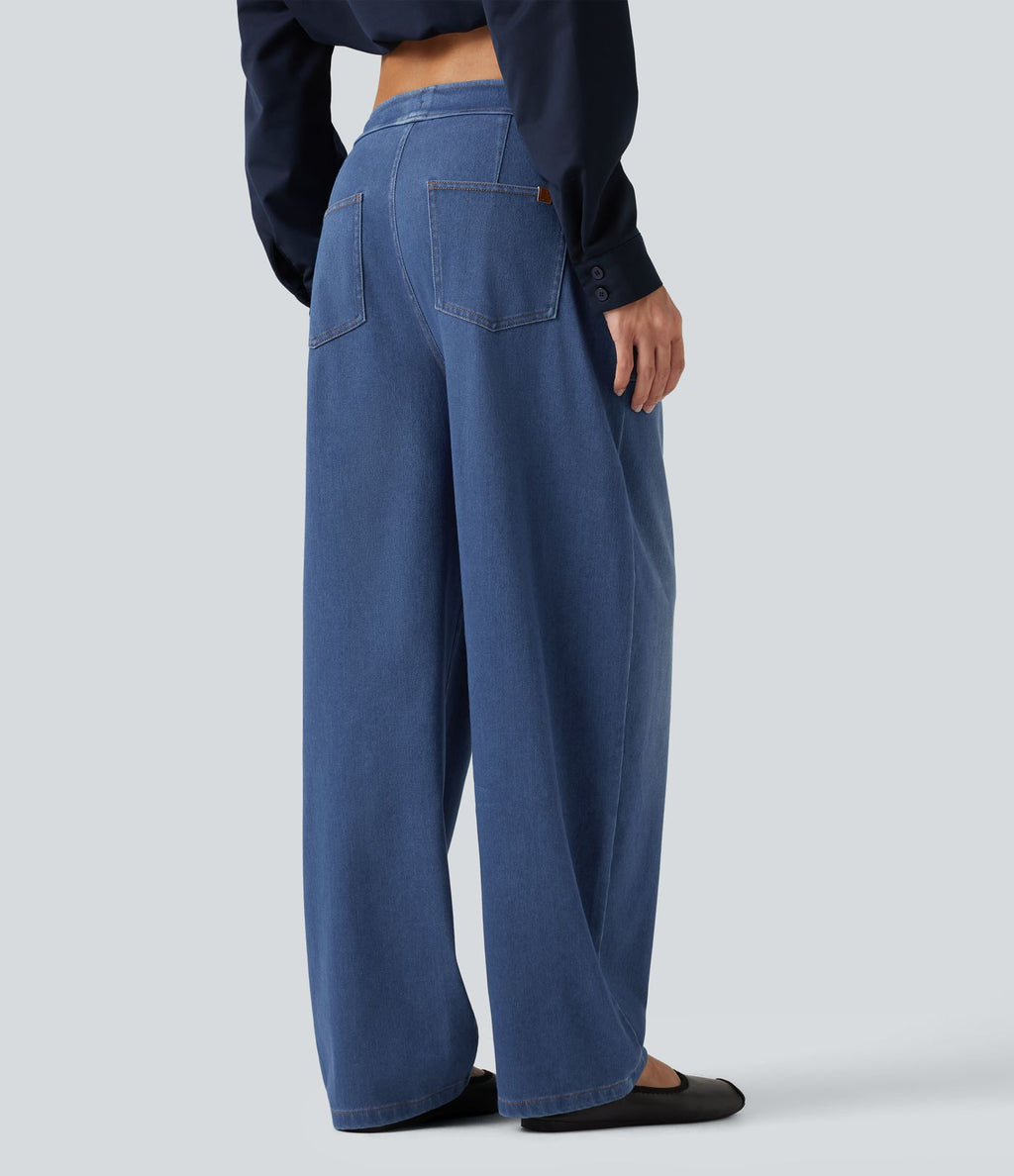 Jean barrel Halara Flex™ taille mi-haute avec cordon de serrage et poches