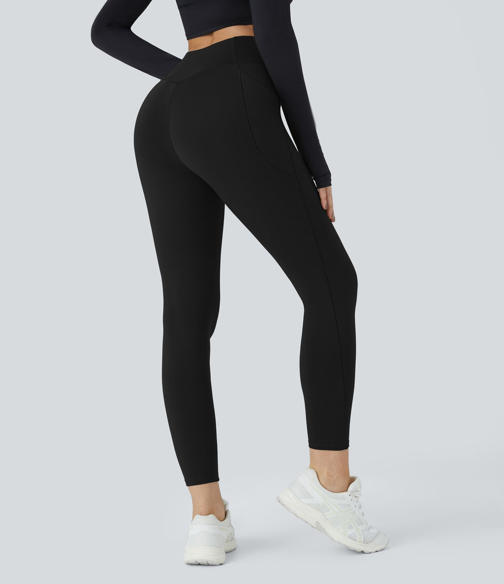 Softlyzero™ Polaire Legging Yoga à Taille Haute Thermique Croisée avec Poches Latérales