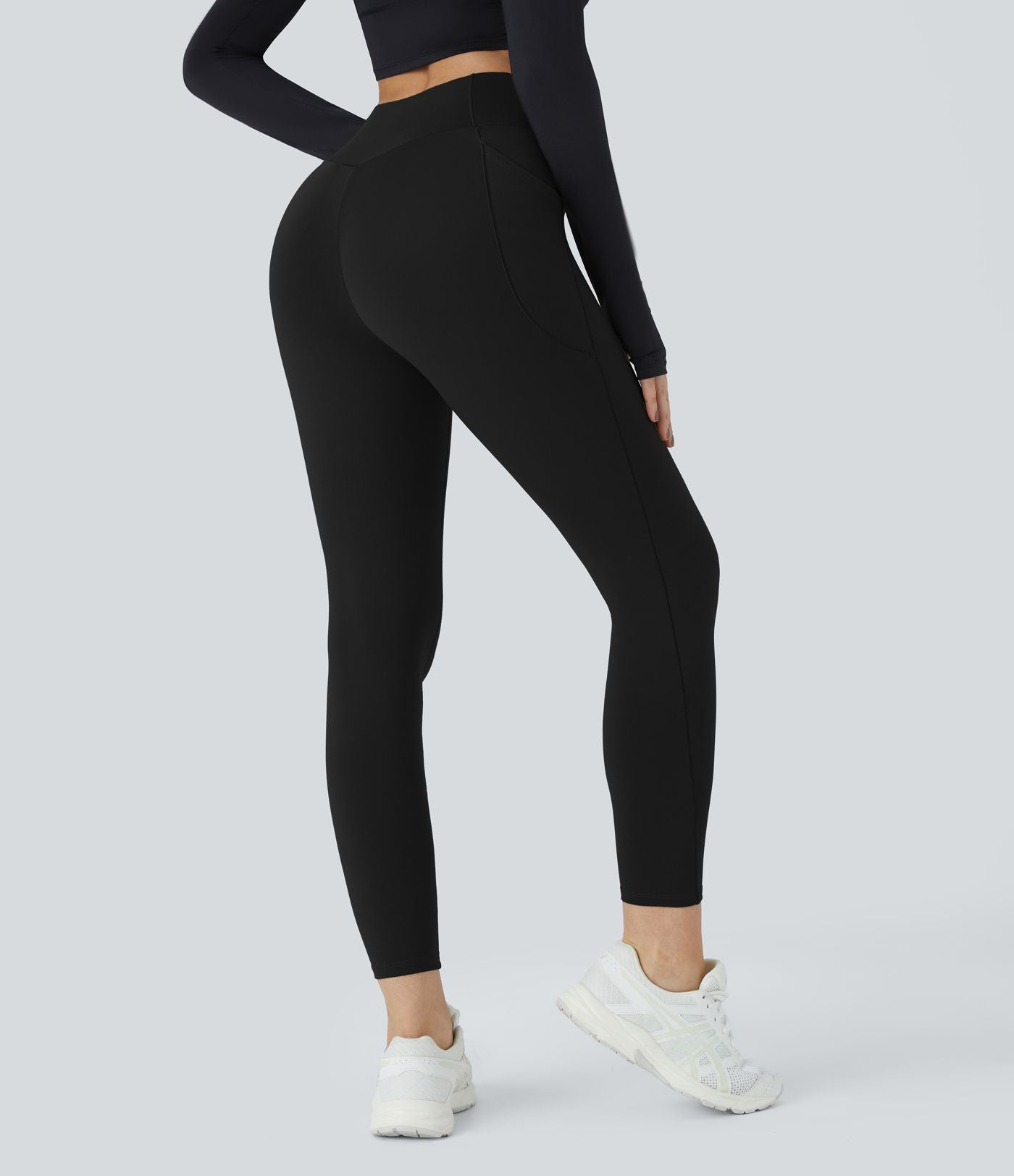 Softlyzero™ Polaire Legging Yoga à Taille Haute Thermique Croisée avec Poches Latérales