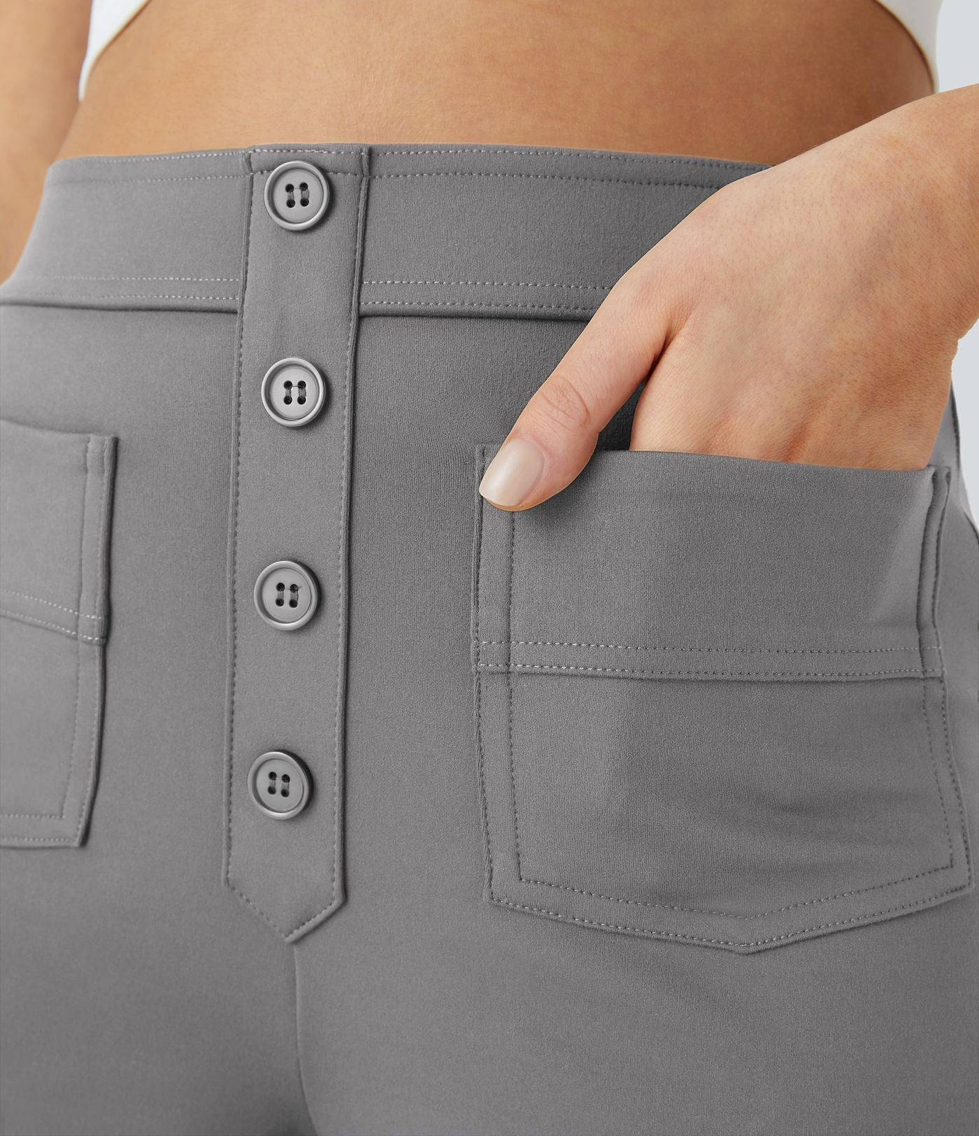 Pantalon taille haute coupe droite DayStretch avec poches