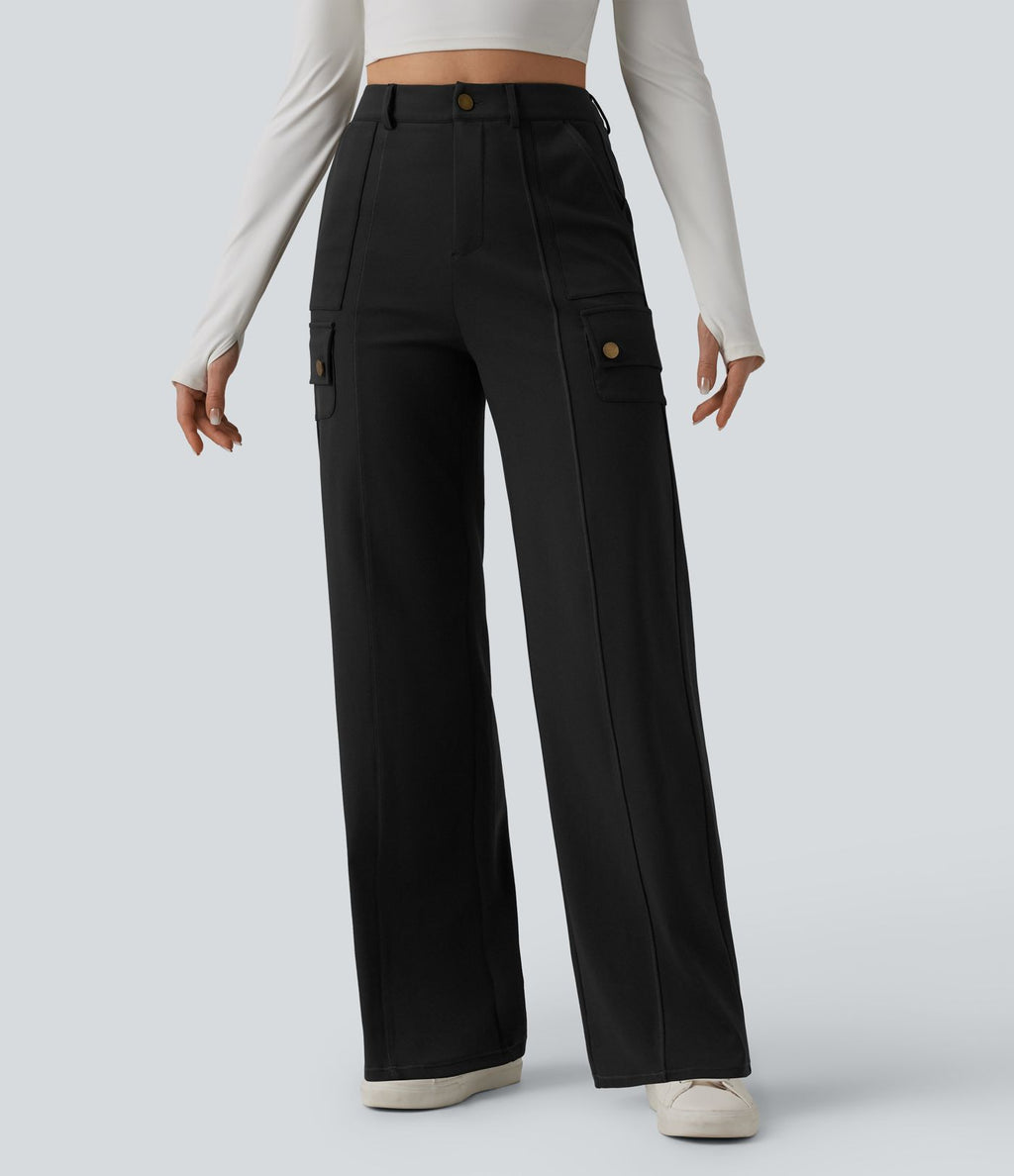 DayStretch Pantalon cargo décontracté taille haute coupe droite avec poches