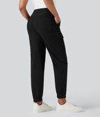 Jogging cargo chino coton taille haute avec poches