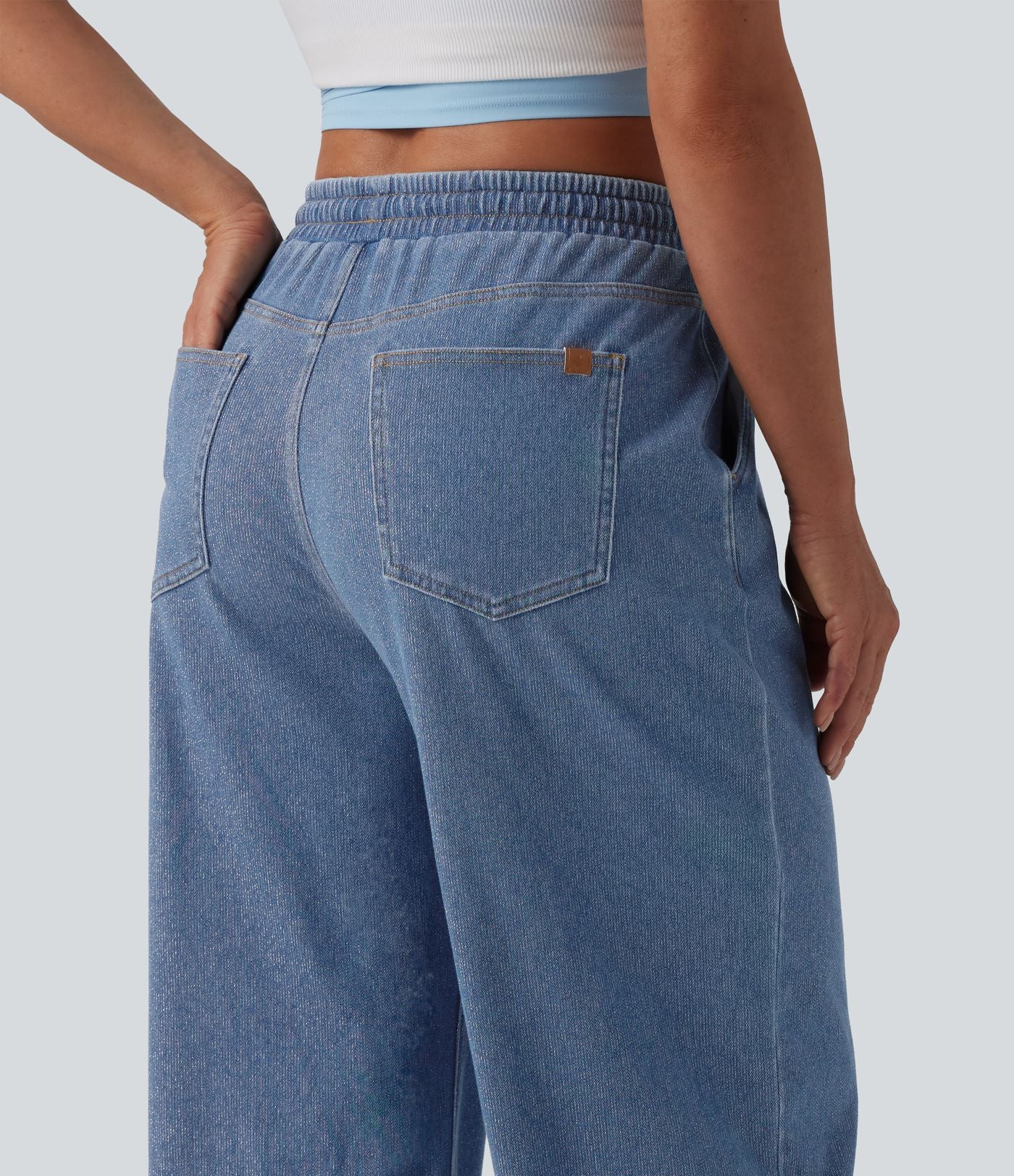 Jogging taille basse Halara Flex™ jambes larges, effet sparkle, avec poches