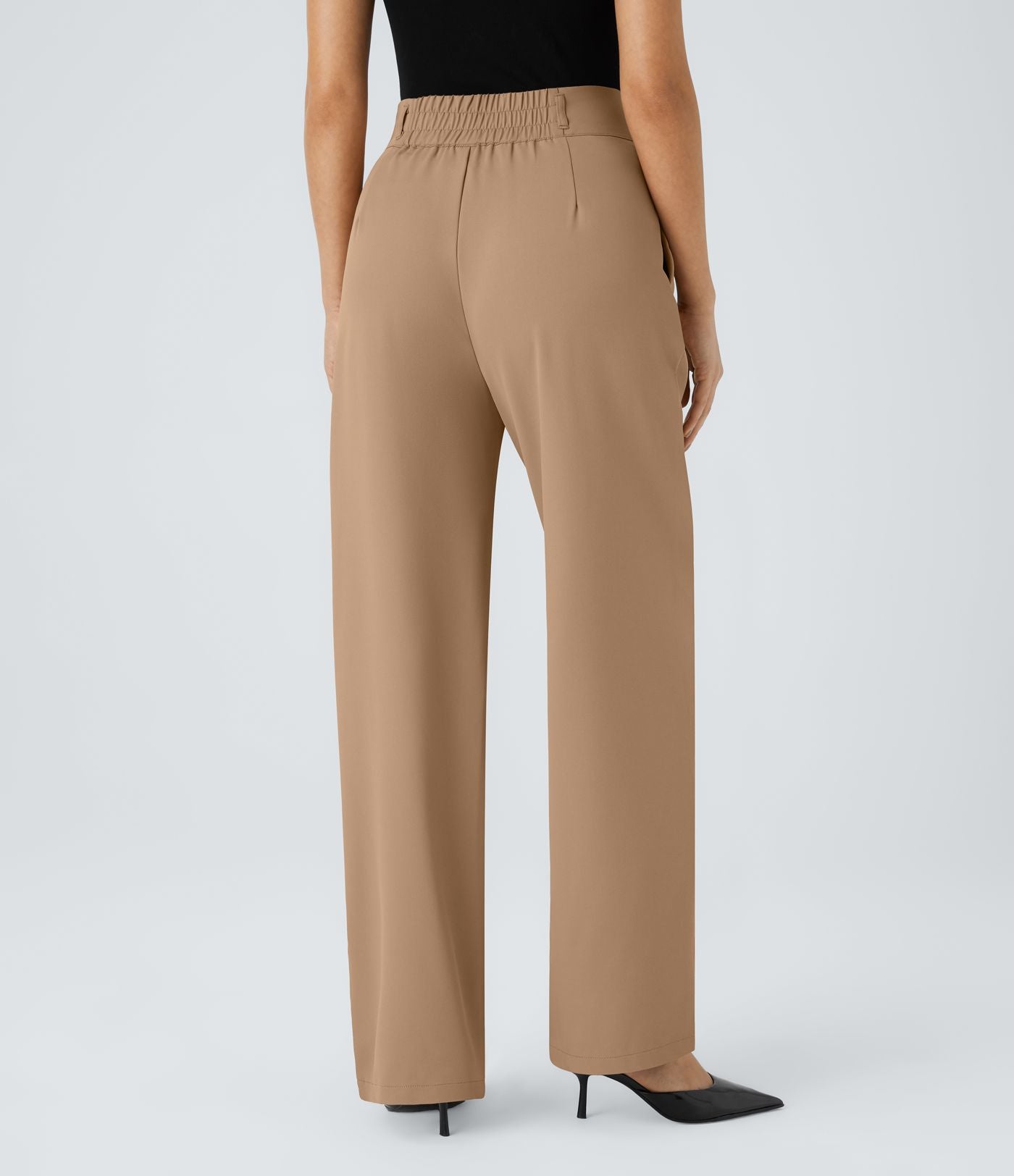 Pantalon de travail Halara Flex™ droit froncé avec poche zippée, taille haute