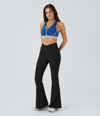 Patitoff™ Flow Pantalon Super Évasés Taille Haute Résistants aux Poils d'Animaux avec Croisement et Poches Arrière