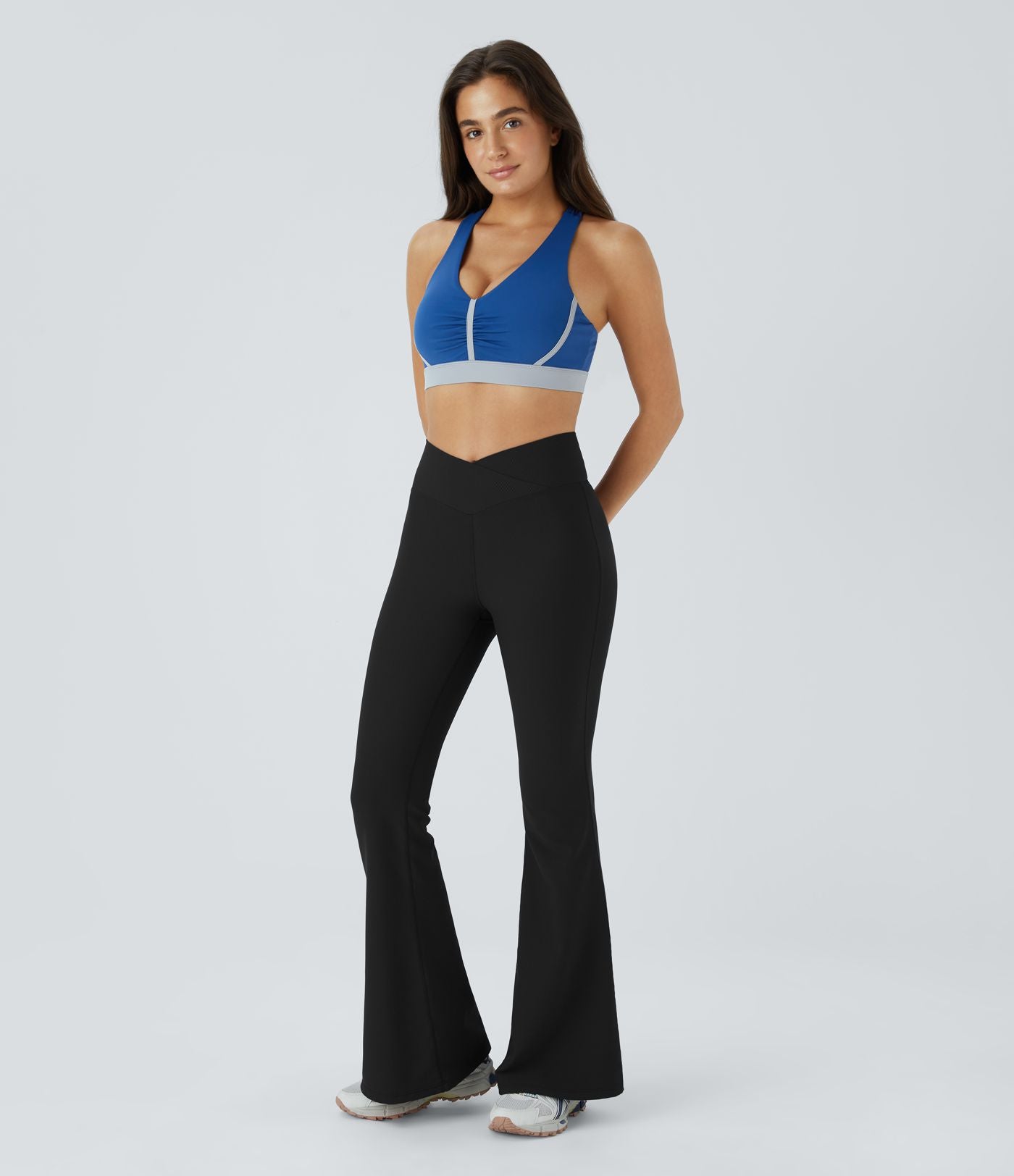 Patitoff™ Flow Pantalon Super Évasés Taille Haute Résistants aux Poils d'Animaux avec Croisement et Poches Arrière