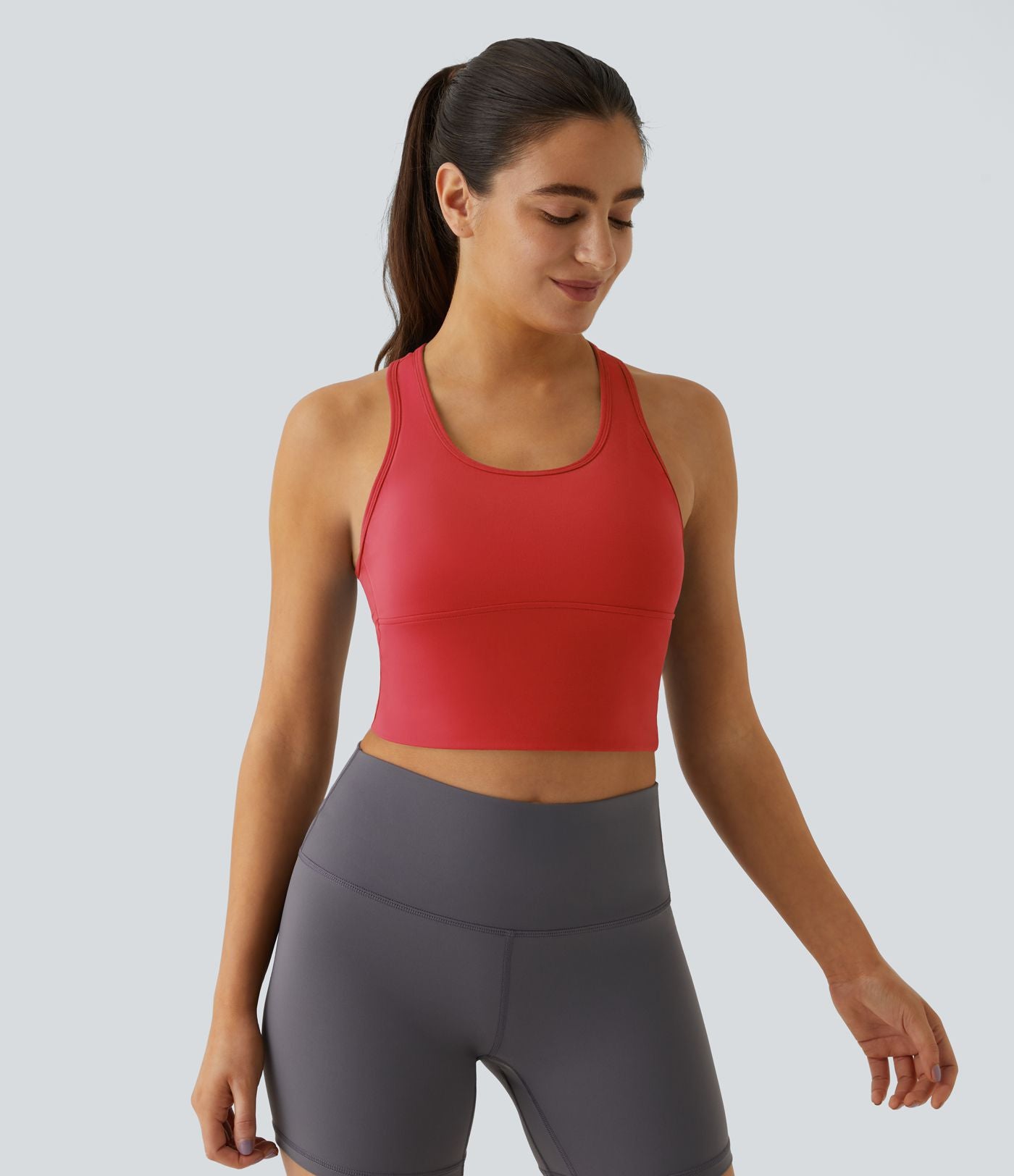 Softlyzero™ Plush Plus Débardeur Yoga Crop à Col U Plongeant Dos Nu Dos Nageur Découpé - UPF50+