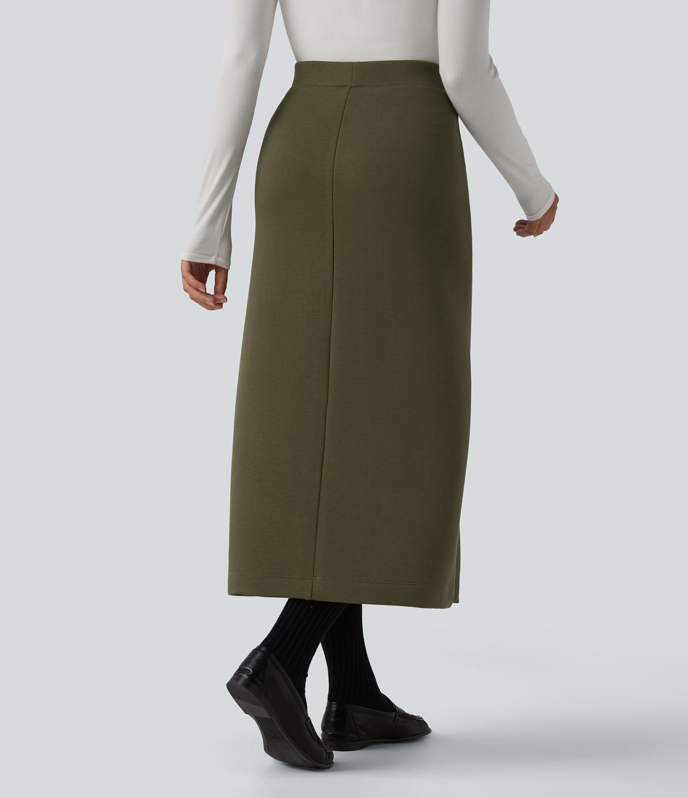 SpacerTek™ Jupe midi tailleur taille haute avec poches