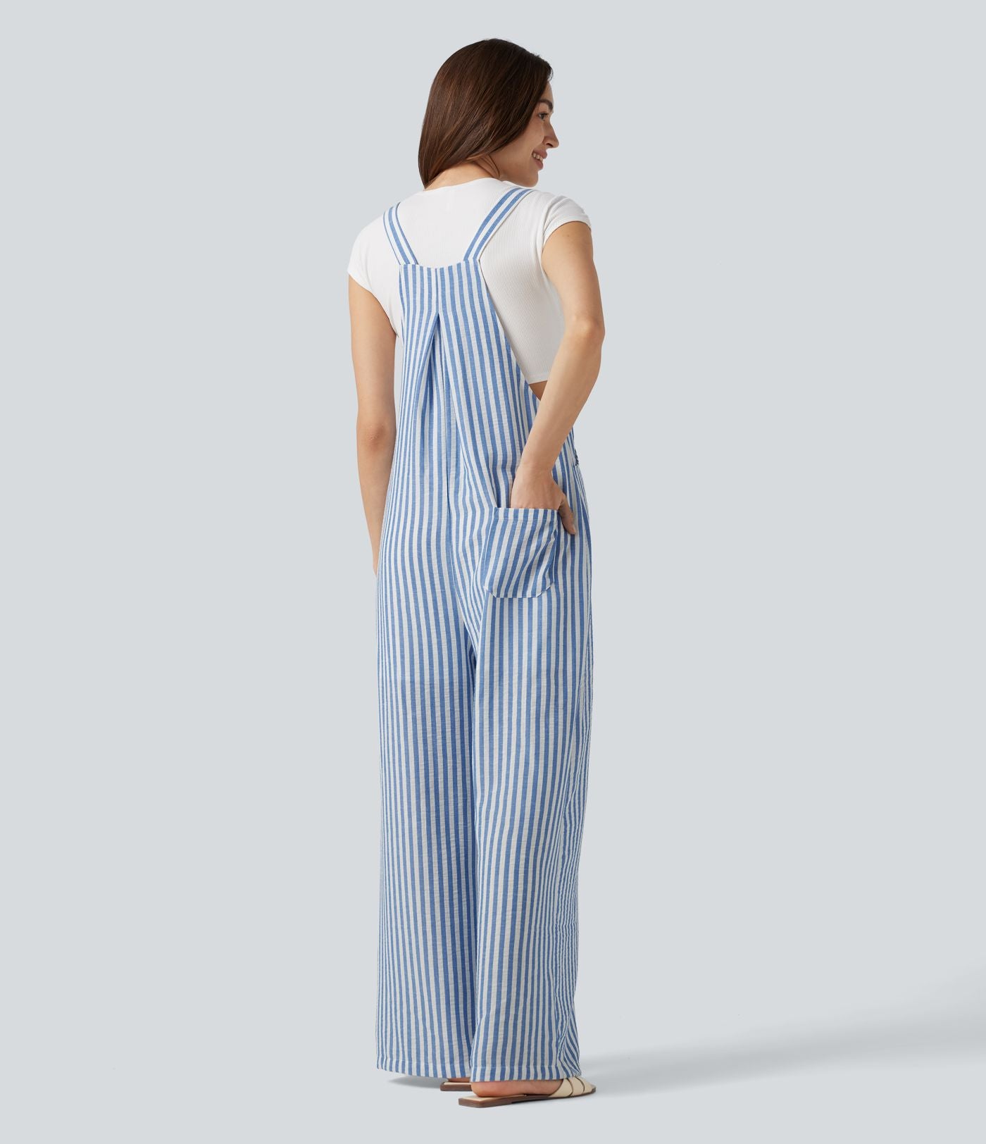 Salopette casual rayée effet lin avec poches