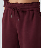 Pantalon jogging molleton coton taille haute avec cordon de serrage et poches