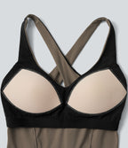 Débardeur yoga Halara UltraSculpt™ 2-en-1 push-up col V profond dos croisé