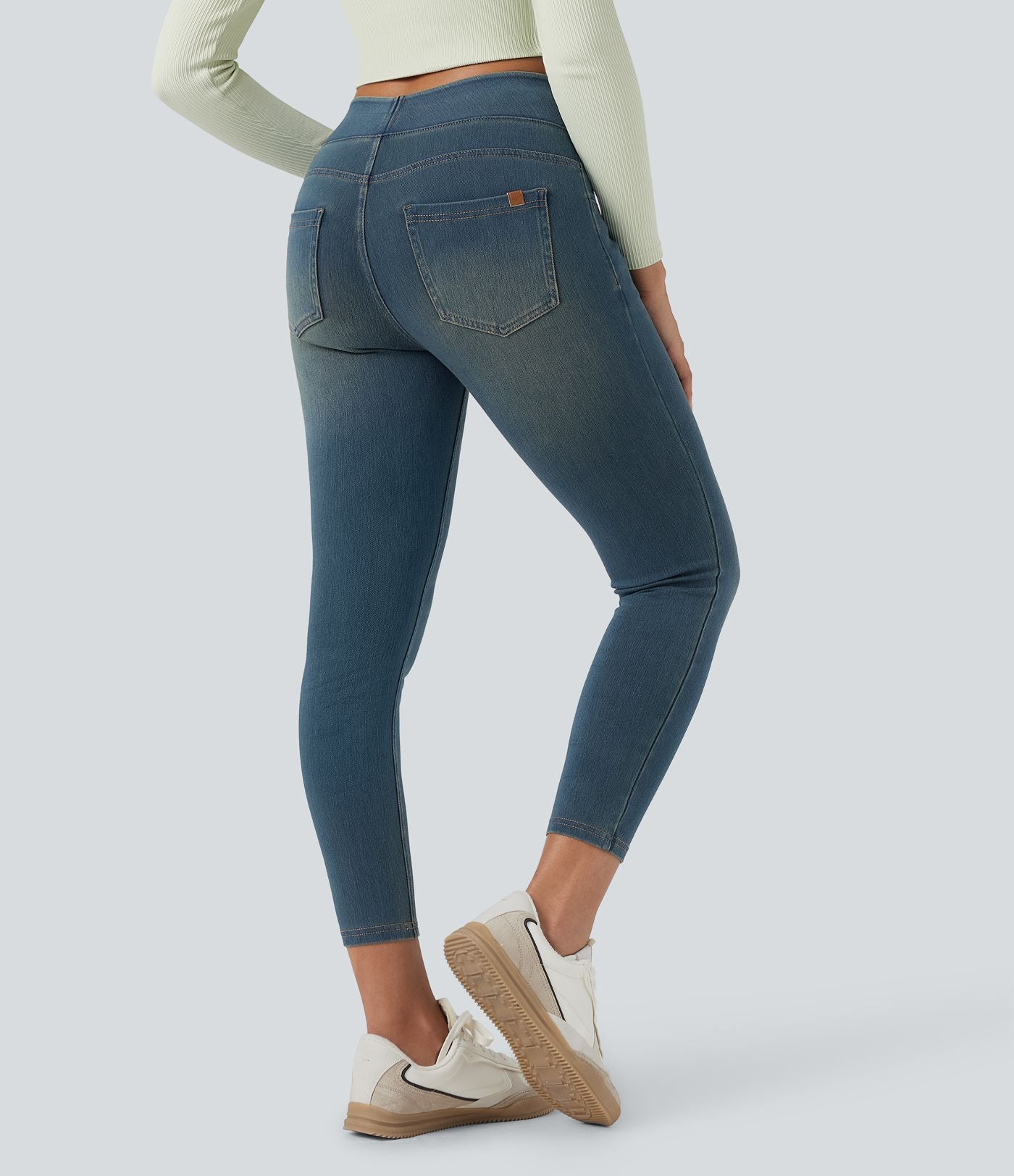 Leggings 7/8 décontractés en denim taille haute avec poches Halara Flex™