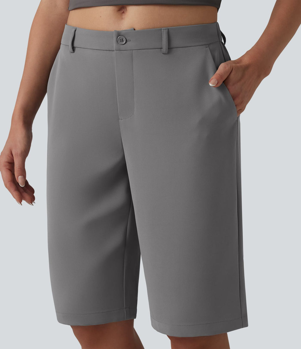 Halara Flex™ Pantalon tailleur droit corsaire taille mi-haute avec poches