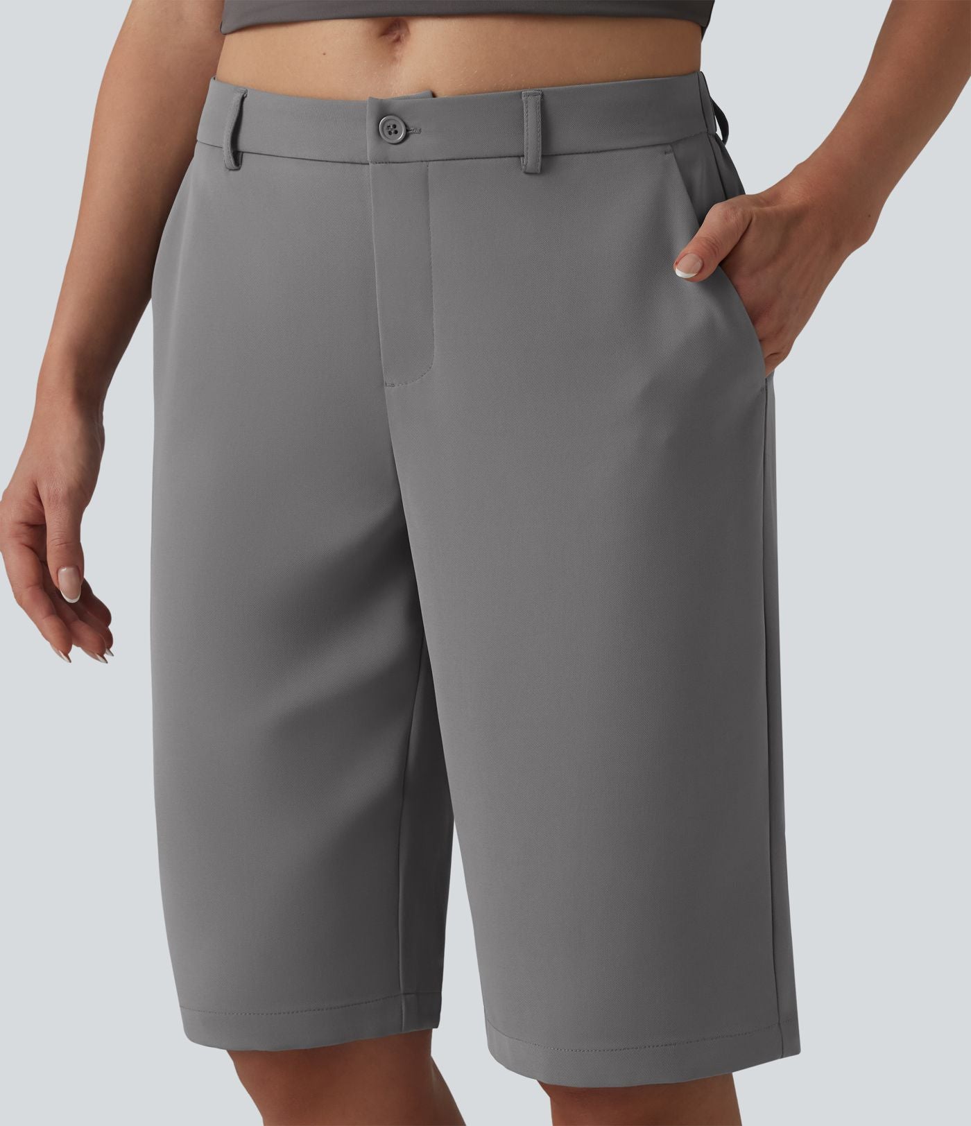 Halara Flex™ Pantalon tailleur droit corsaire taille mi-haute avec poches