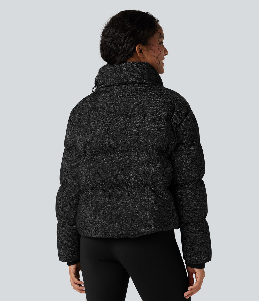 Doudoune col montant, effet sparkle, avec poches