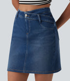 Halara Flex™ Jupe en jean asymétrique gainante taille mi-haute avec poches