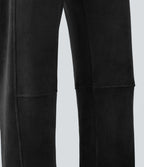 Pantalon barrel polaire côtelé taille mi-haute avec poches