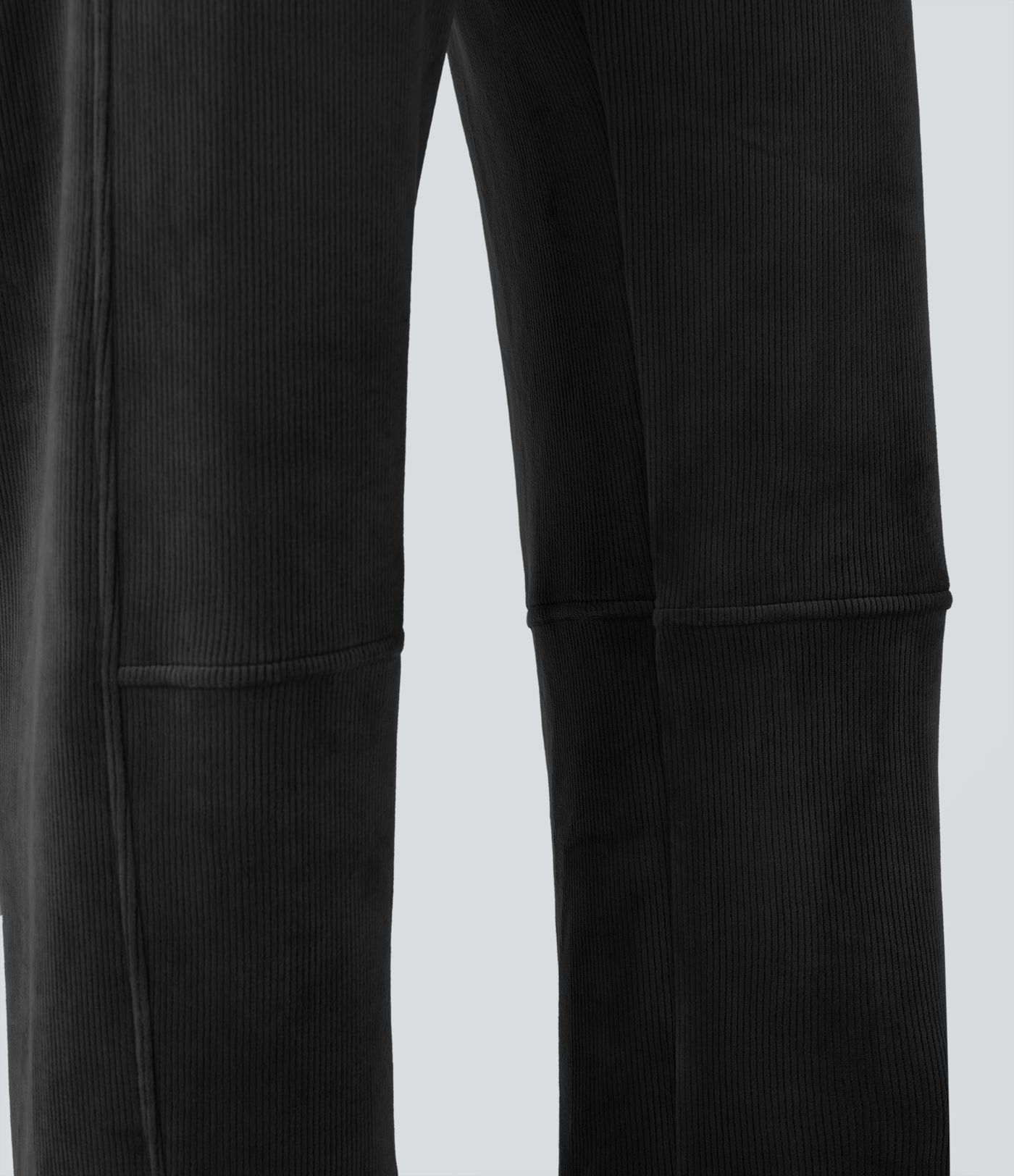 Pantalon barrel polaire côtelé taille mi-haute avec poches