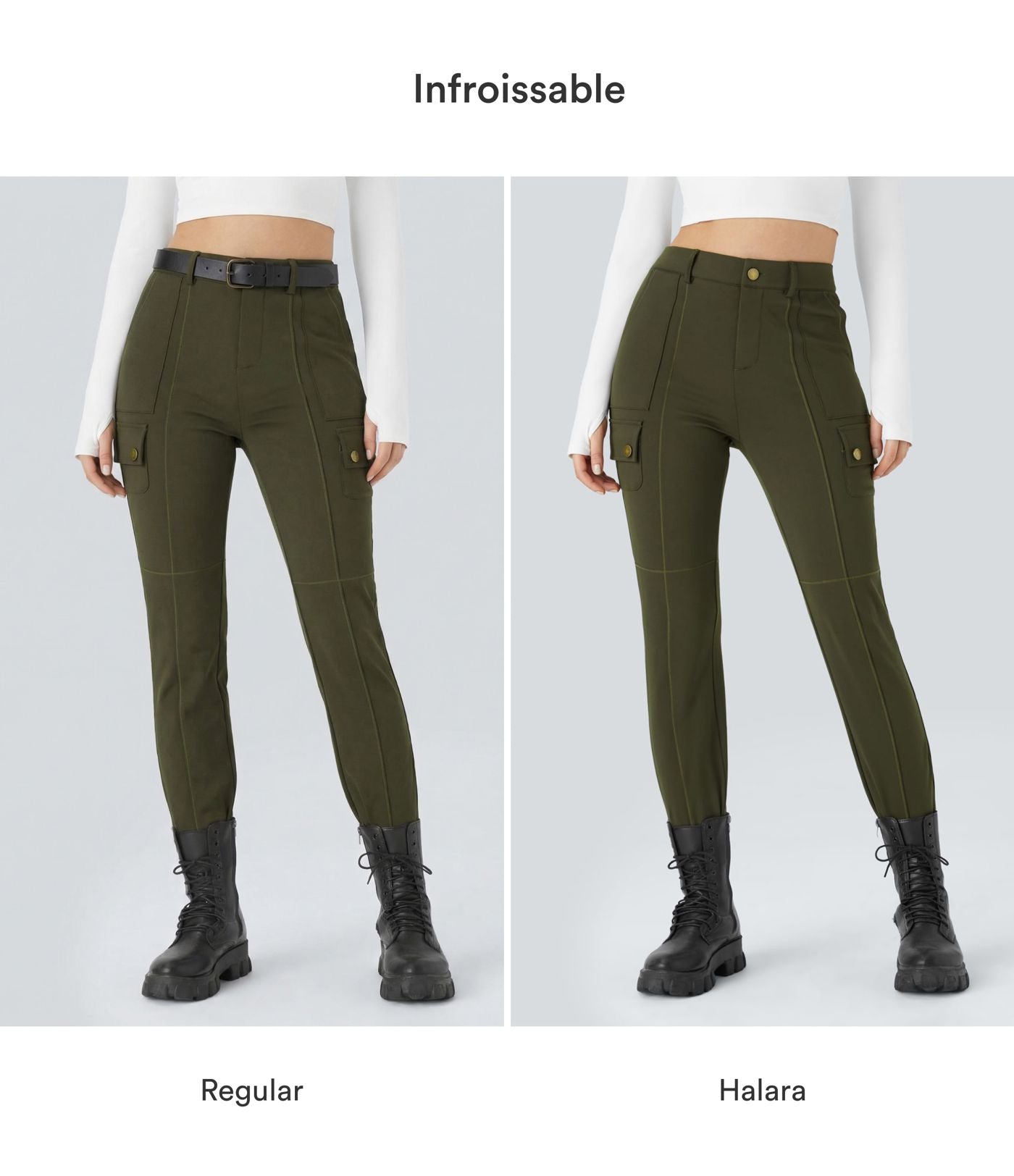 Pantalon cargo ajusté uni taille haute DayStretch avec poches zippées