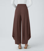 Pantalon décontracté harem uni côtelé, taille haute, avec poches