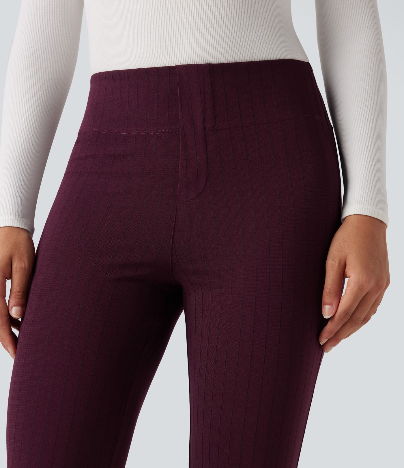 Halara Flex™ Pantalon tailleur évasé à rayures taille haute avec poches