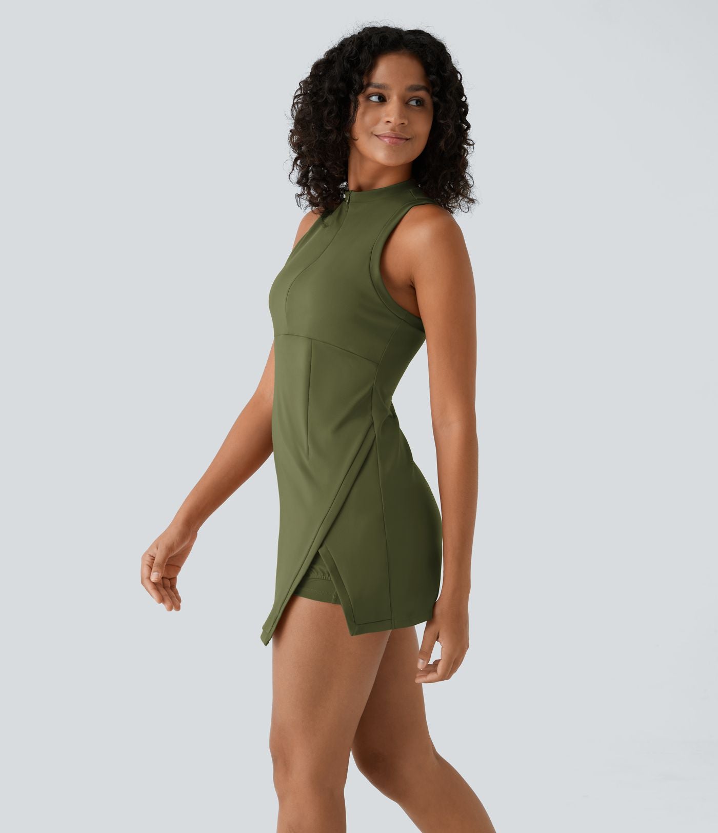 Robe de Tennis Mini Sport 2 Pièces avec Fermeture Éclair Dos Nageur et Poches Latérales Fendues