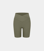 Softlyzero™ Short 17,5cm Yoga Taille Haute Crossover avec Poches Latérales