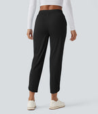 Pantalon de golf fuselé, taille mi-haute, cordon, ourlet courbé, séchage rapide, avec poches—UPF40+