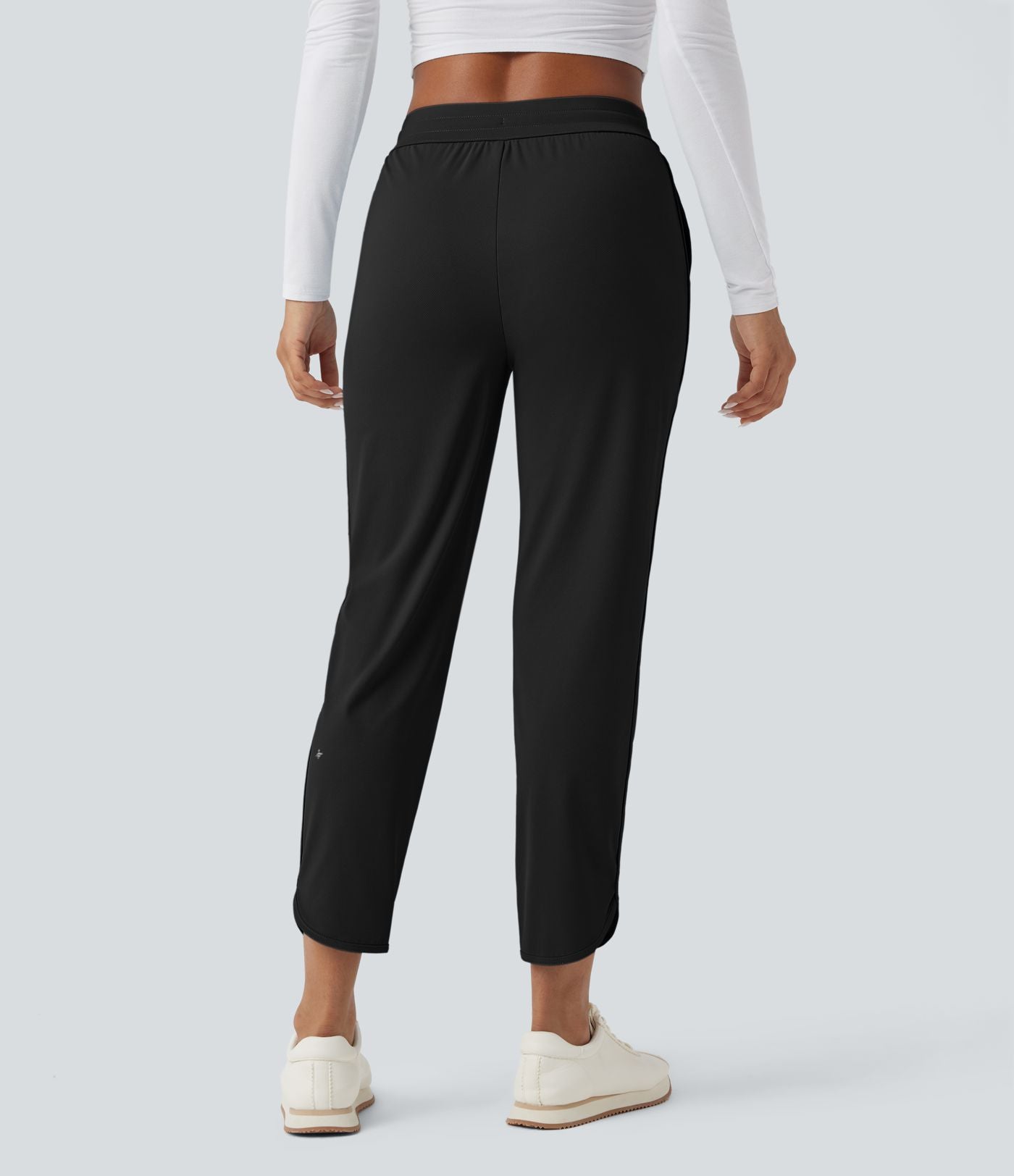 Pantalon de golf fuselé, taille mi-haute, cordon, ourlet courbé, séchage rapide, avec poches—UPF40+