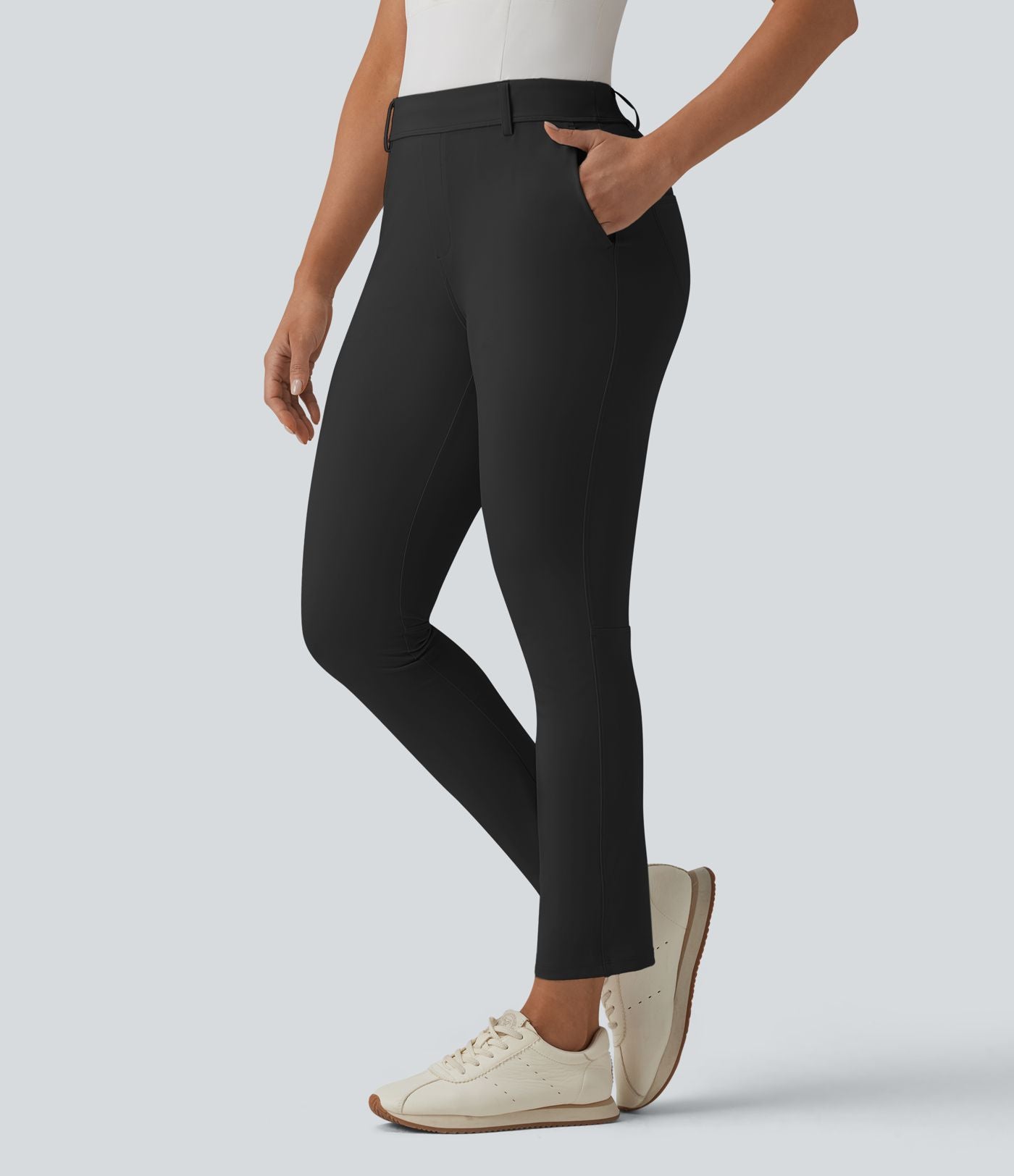 Pantalon de golf slim taille mi-haute séchage rapide avec poche pour tee, UPF 40+