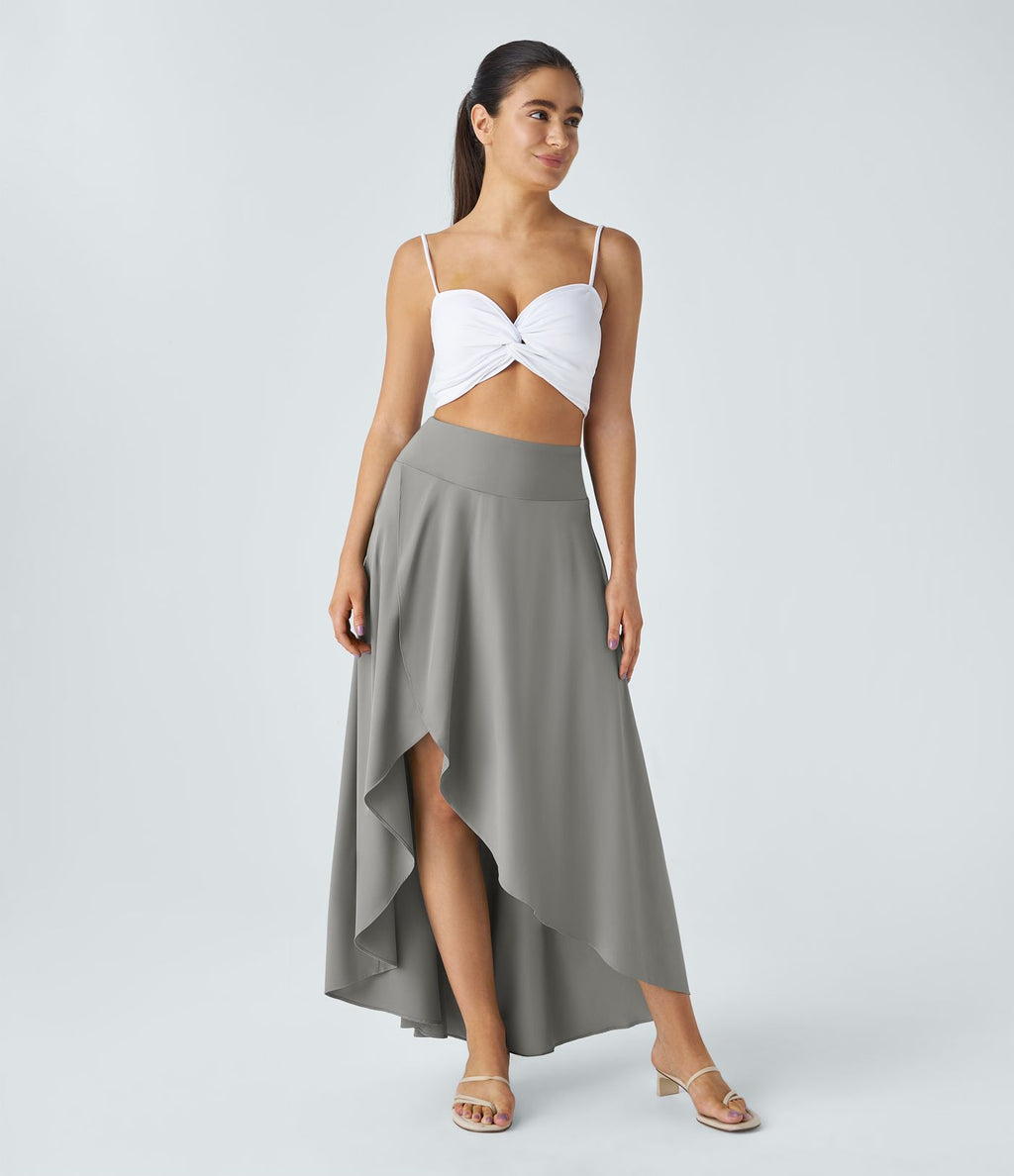 Jupe Longue Casual Breezeful™ Taille Haute à Volants 2en1 Fluide Sèchement Rapide Quotidien Maxi