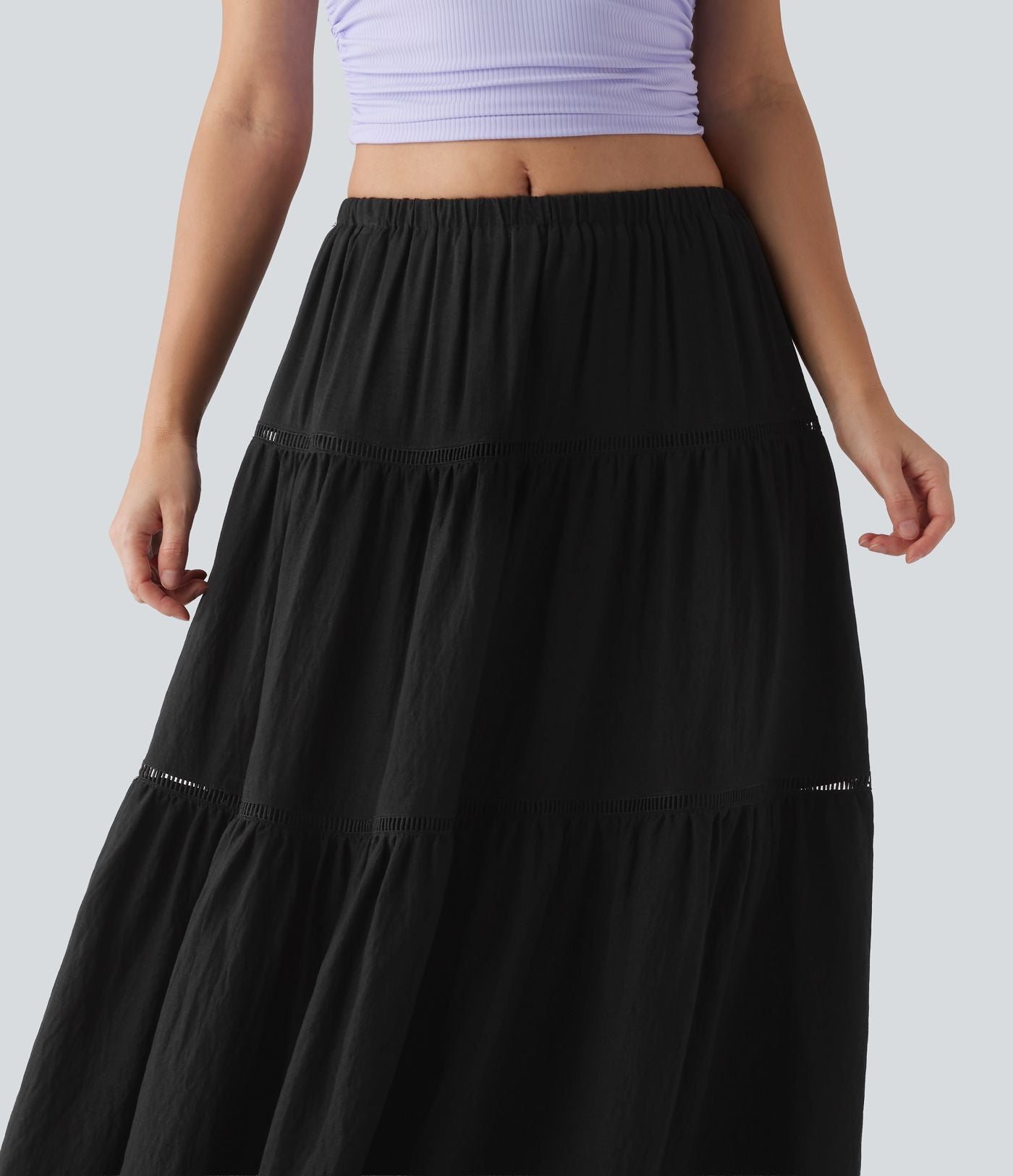 Jupe maxi fluide taille mi-haute