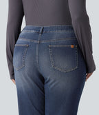 Jean bootcut décontracté Halara Flex™ délavé taille basse grande taille avec poches