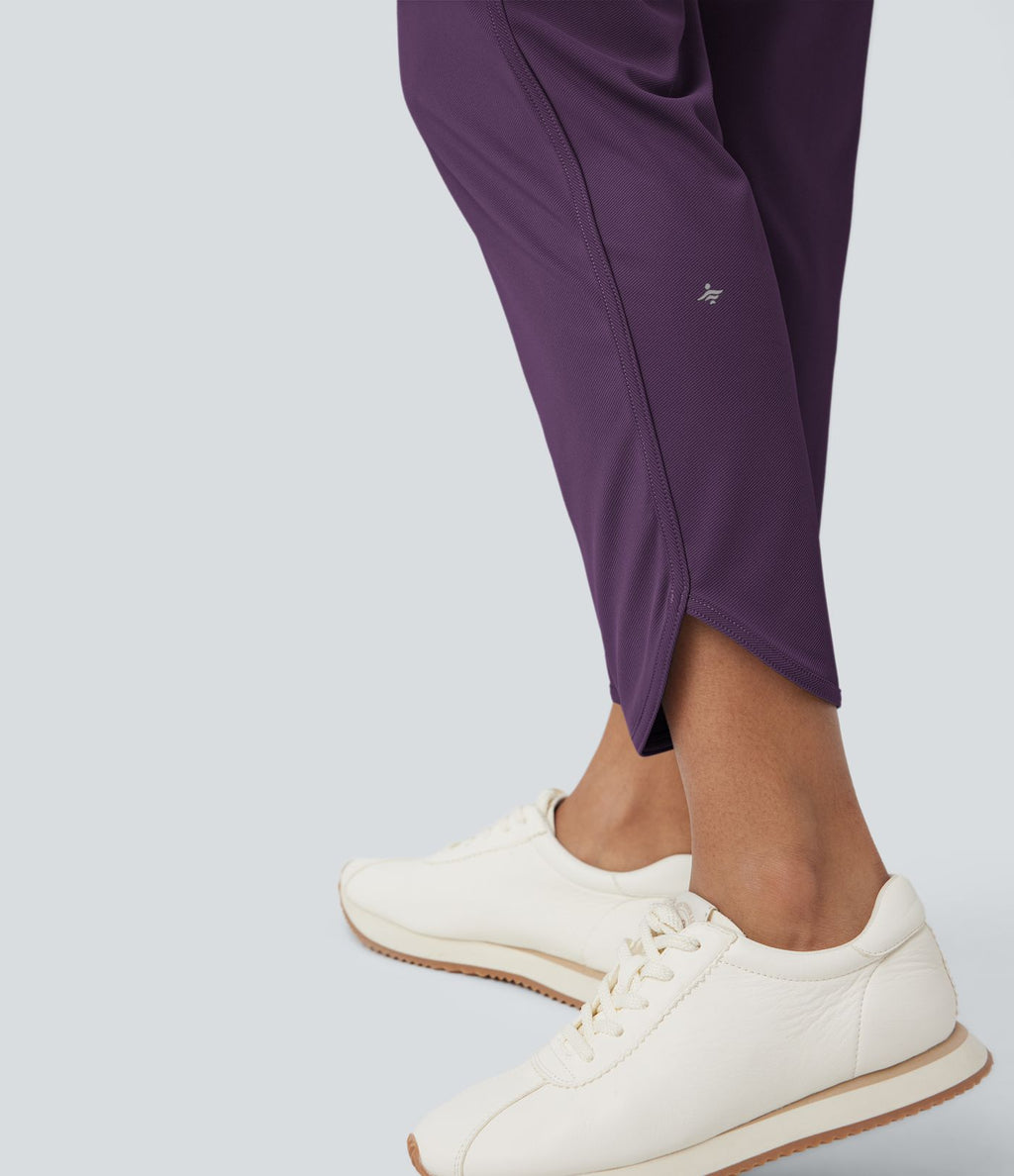 Pantalon de golf fuselé, taille mi-haute, cordon, ourlet courbé, séchage rapide, avec poches—UPF40+
