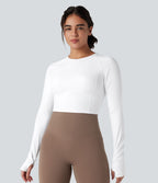 Haut de sport yoga SoftlyZero™ Airy push-up mesh contrastant effet frais InstantCool manches longues avec passe-pouces, protection solaire UPF50+