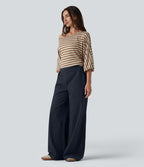 Pantalon large taille haute avec poches