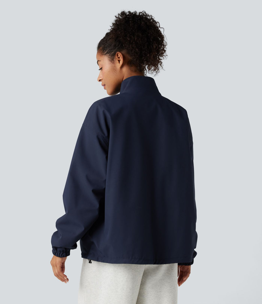 Veste polaire randonnée réversible col montant fermeture éclair manches longues avec poches (Deux looks en un)