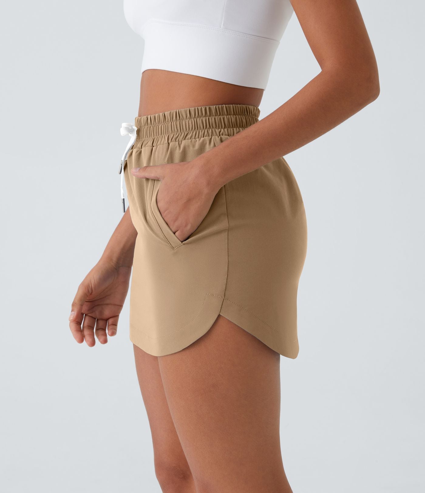 Mini-Jupe Golf Taille Haute Cordon de Serrage Poches Latérales Ourlet Courbé 2 en 1