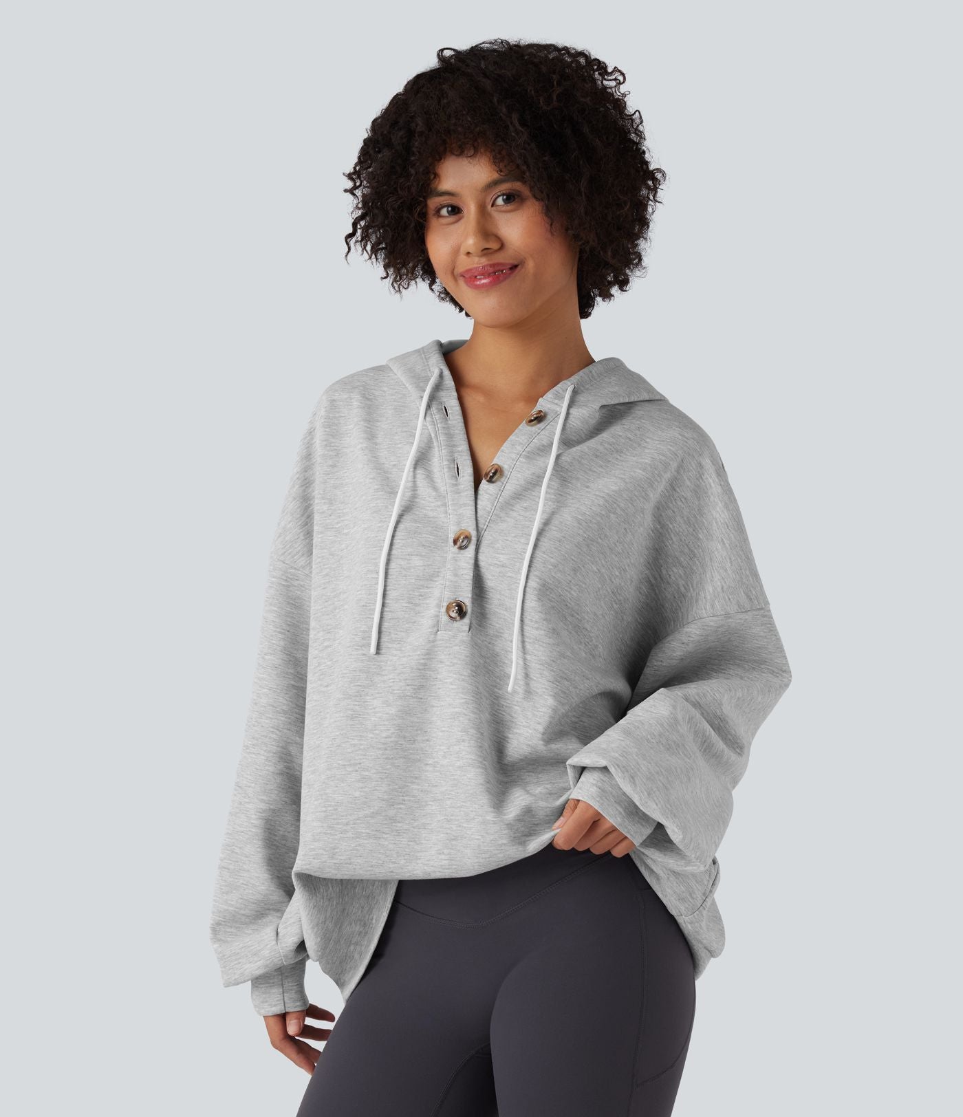 Sweat-shirt décontracté à capuche, cordon de serrage, manches longues et poches