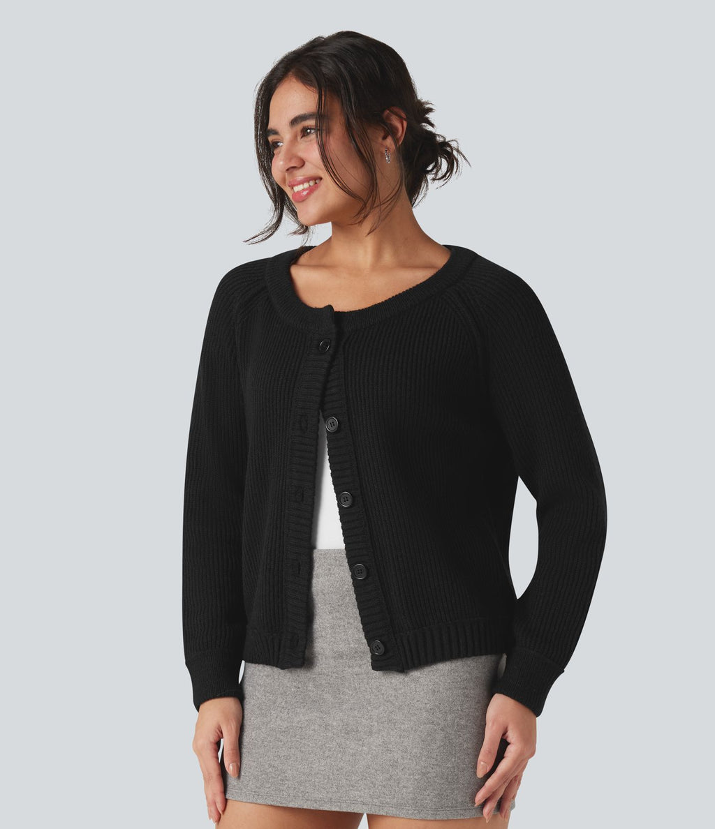 Cardigan col rond manches longues