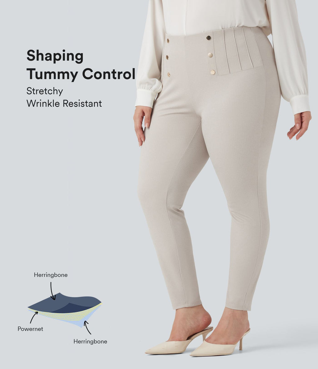 Legging de travail gainant taille haute grande taille motif chevrons avec poches